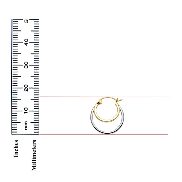 14k Yellow Gold 12mm Polished Petite Double Heart Hoop  Polished Petite Double Hoop Earrings - 14K Gold